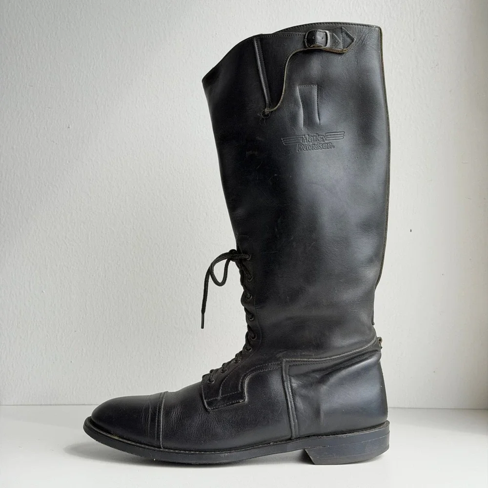 Harley-Davidson Police Patrol Boots Mens 12 Vintage Ball Lace Leather Tall USA
